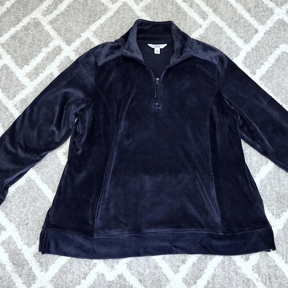 Croft & Barrow Women's XXL Navy Blue Super Soft Pull Over Sweater 1/4 Zipper 2XL - Picture 3 of 7